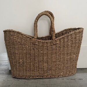 Woven Straw Tote Bag - Natural Brown